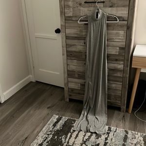 Vici S grey maxi dress with slit